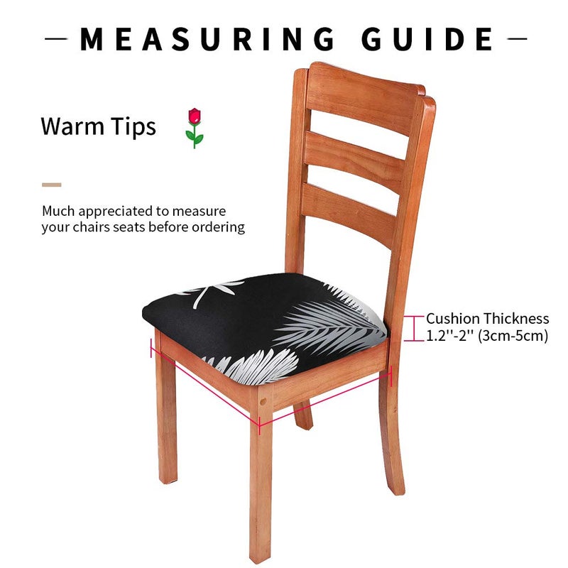 Gute Chair Seat Covers, Stretch Printed Chair Covers with Elastic Ties and Button, Removable Washable Dining Upholstered Chair Protector Seat Cushion Slipcovers for Dining Room, Office(Black) - Image 4